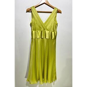 Donna Morgan silk dress Y2k babydoll pleated quiet luxury geen flare women 12